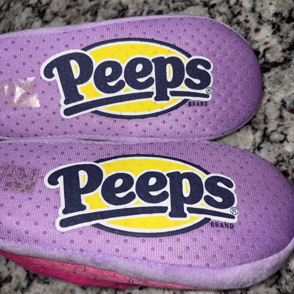 Peeps Slippers‎ Girls Size 13-1 Pink Yellow Slip On Faux Fur Lined Plush Shoes